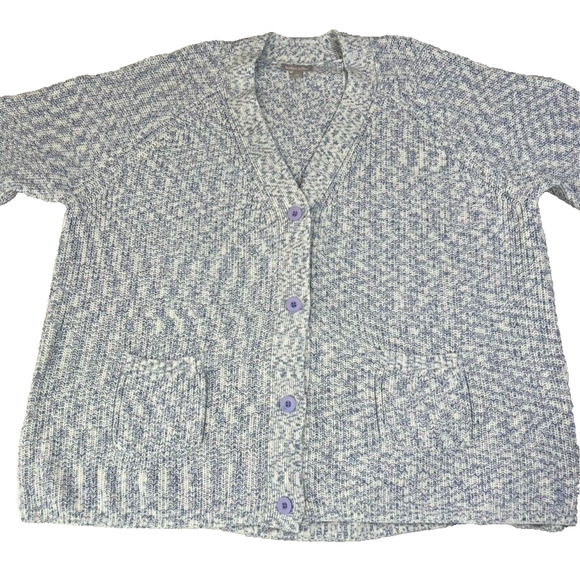 Woman Within Cardigan Sweater Womens Plus Size 4X White Blue Long-Sleeve - Picture 1 of 9